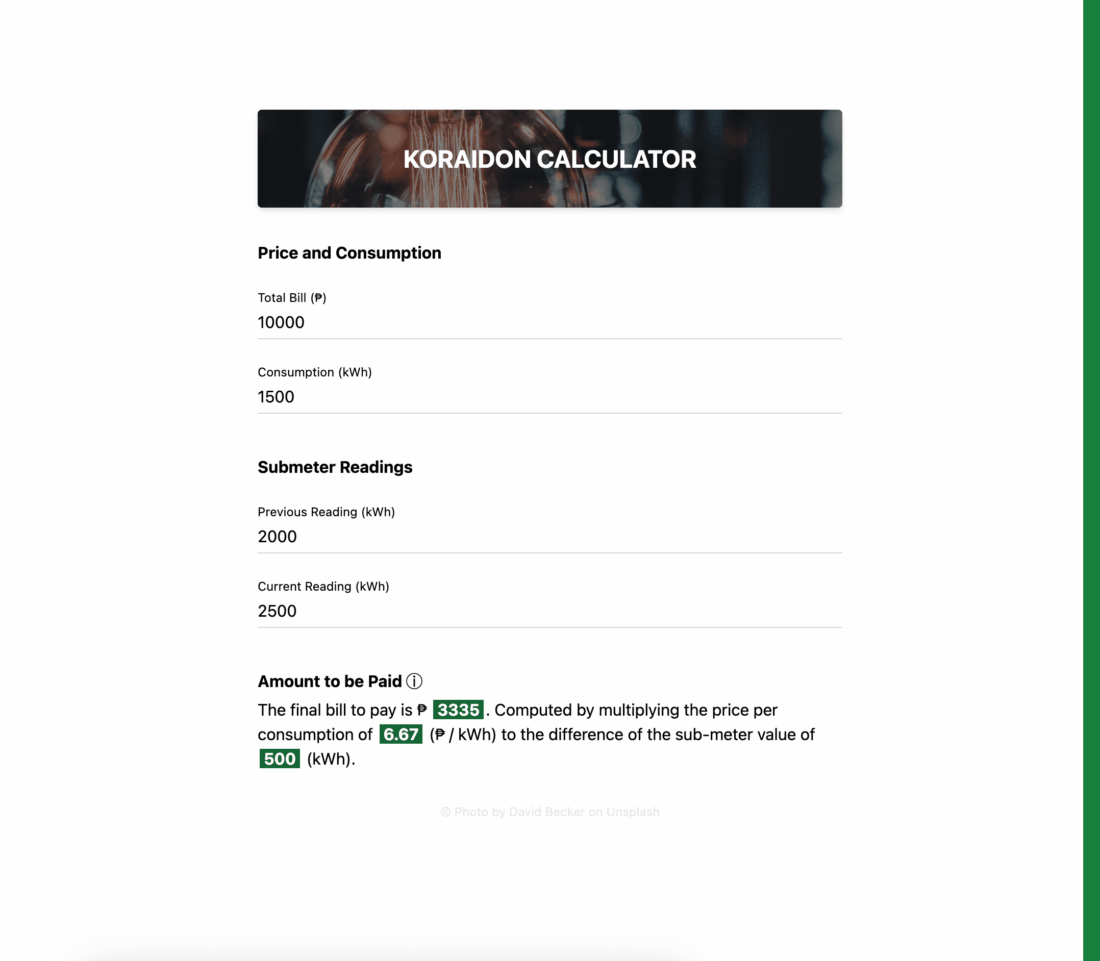 Koraidon Calculator interface