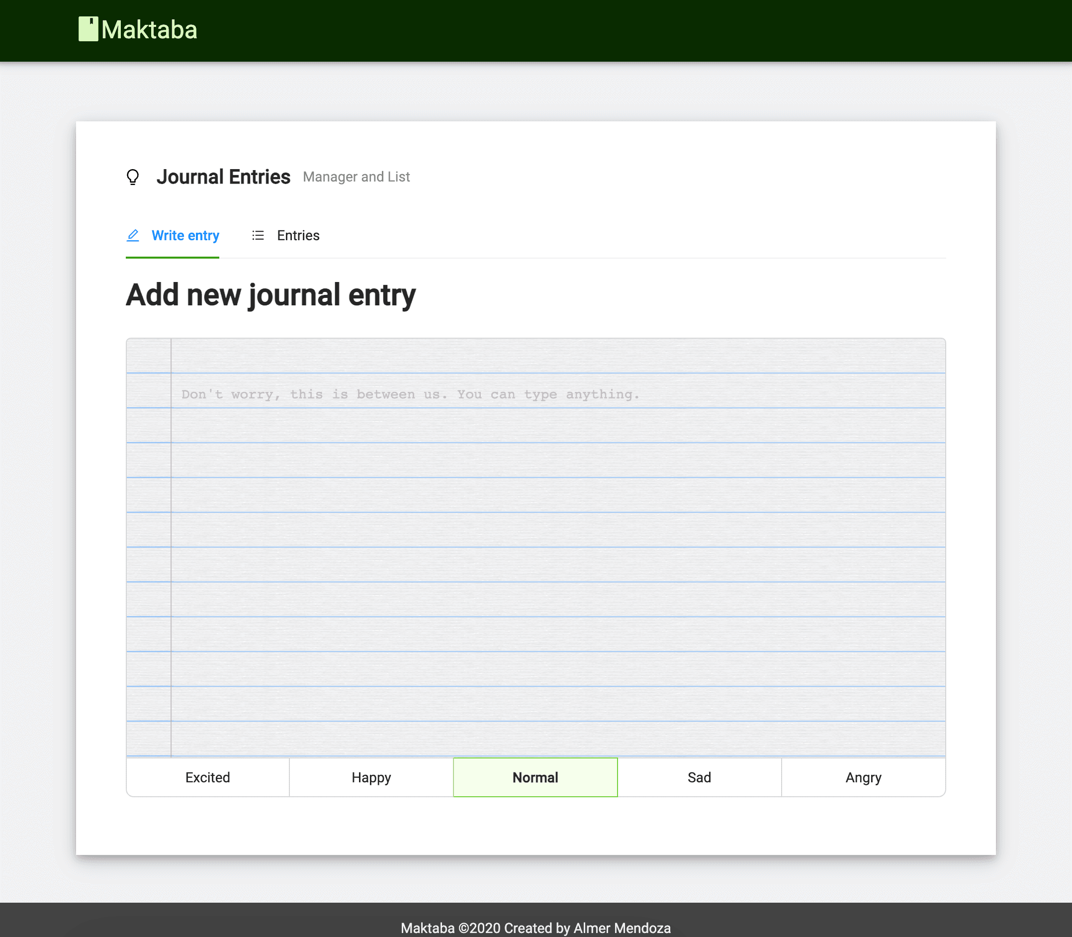 Maktaba Journal Manager interface